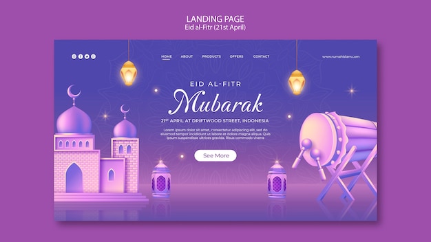 Free PSD gradient eid al-fitr template design