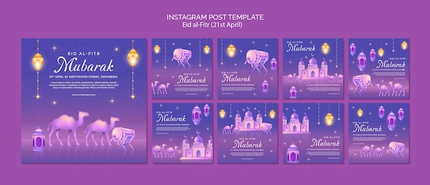 Free PSD gradient eid al-fitr template design