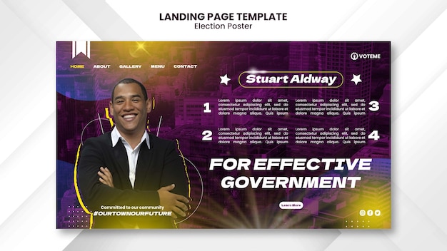 Free PSD gradient election landing page template