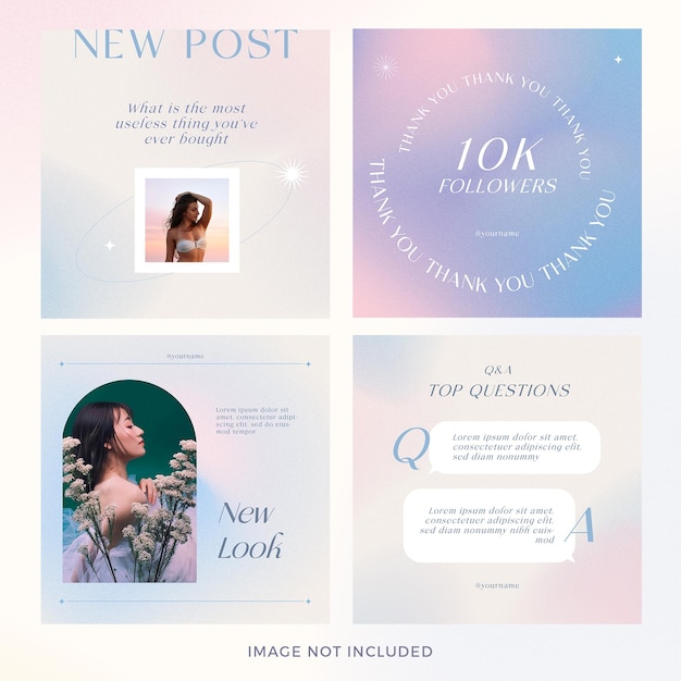 Set di post instagram moda sfumato psd premium