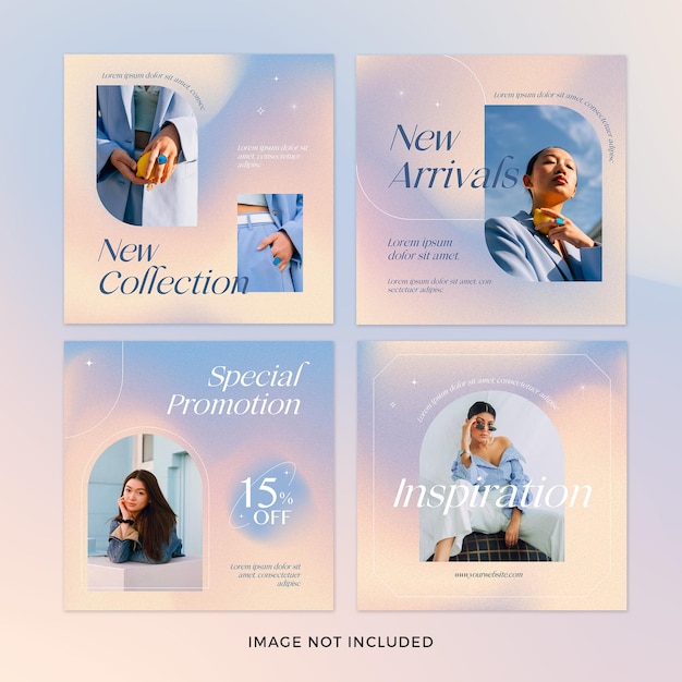 Gradient fashion instagram post set premium psd