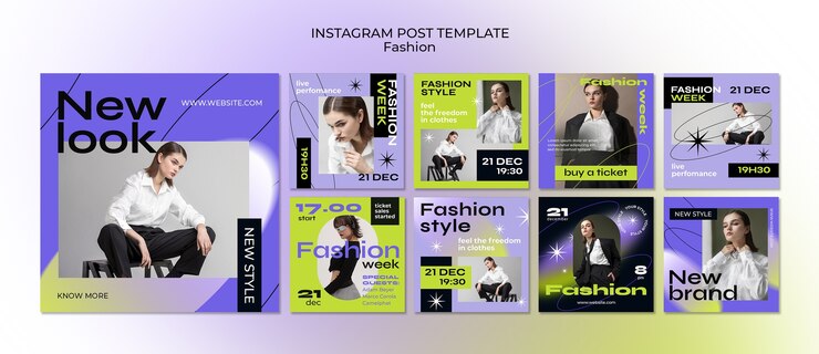Бесплатный PSD посты градиентной моды в instagram