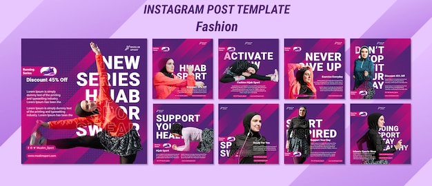 PSD gratuito gradienti post di instagram sulle tendenze della moda