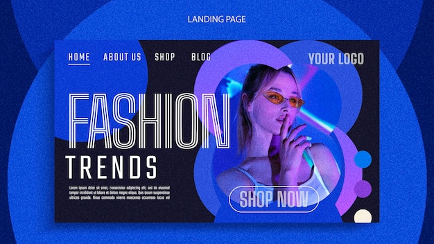 Free PSD gradient fashion trends landing page