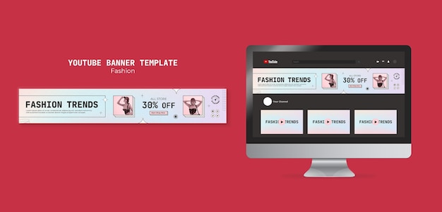 無料PSD グラデーションファッショントレンドyoutubeバナー
