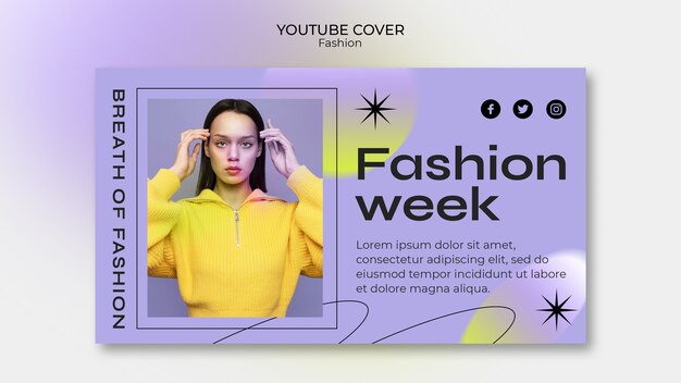 Шаблон обложки youtube градиентной моды