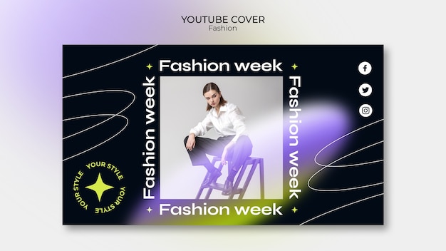 PSD gratuito copertina di youtube di moda sfumata