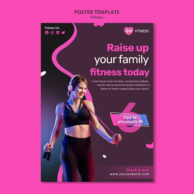 PSD gratuito design del modello di fitness gradiente