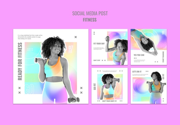 PSD gratuito design del modello di fitness gradiente