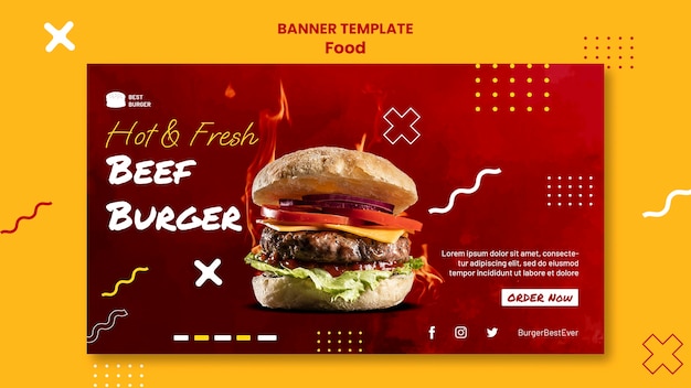 Бесплатный PSD Дизайн шаблона баннера с едой градиента