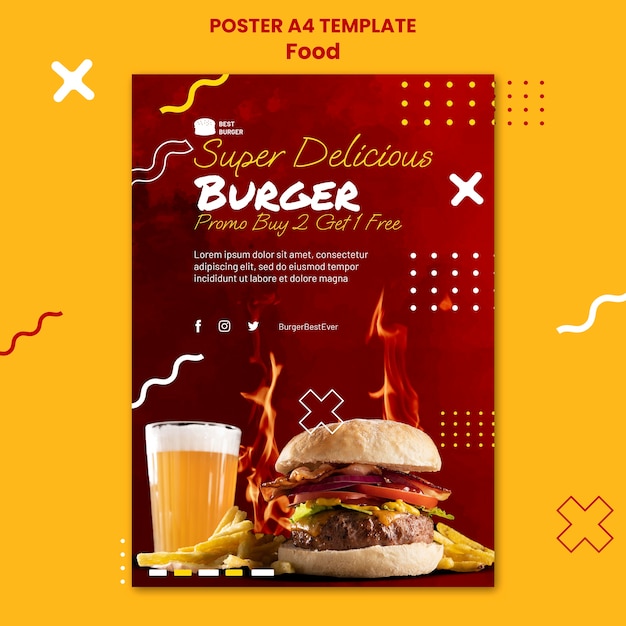 Free PSD gradient food poster template design