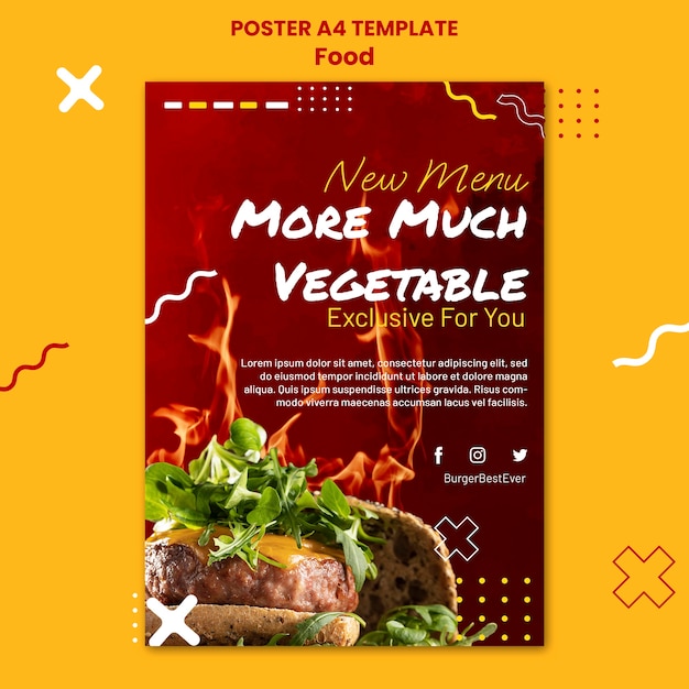 Free PSD gradient food poster template design