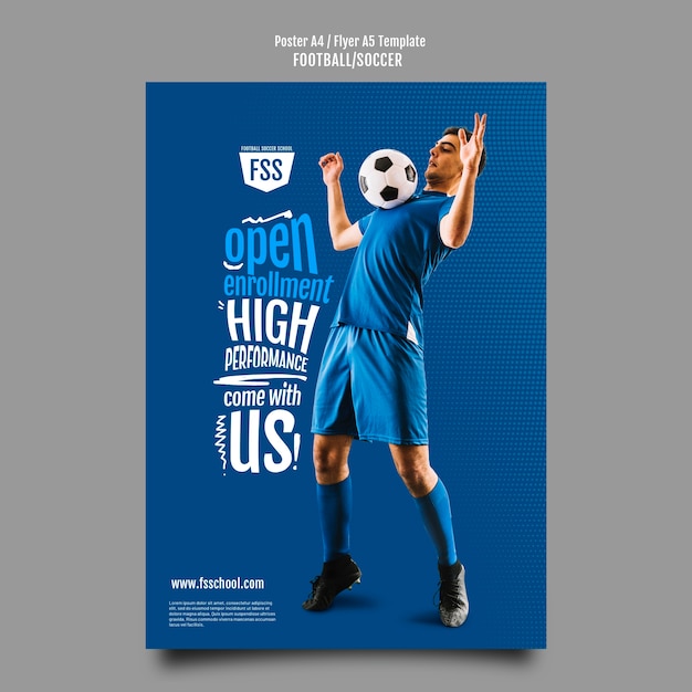 Free PSD gradient football game a4 poster template