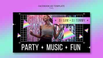 PSD gratuito modello di facebook per la festa di gradient fun