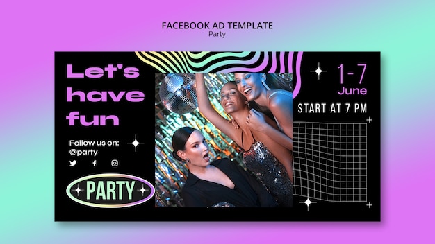 Gradient fun party facebook template