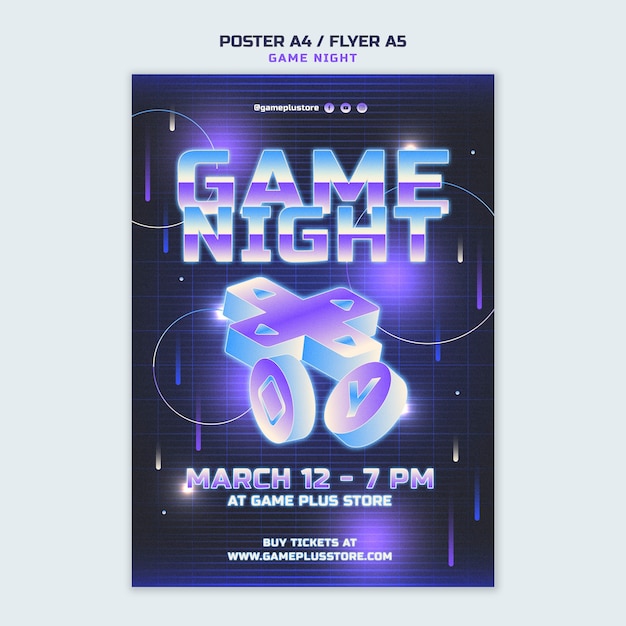 Free PSD gradient game night template design