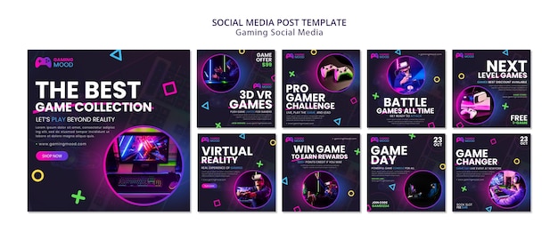 Gradient gaming social media post template