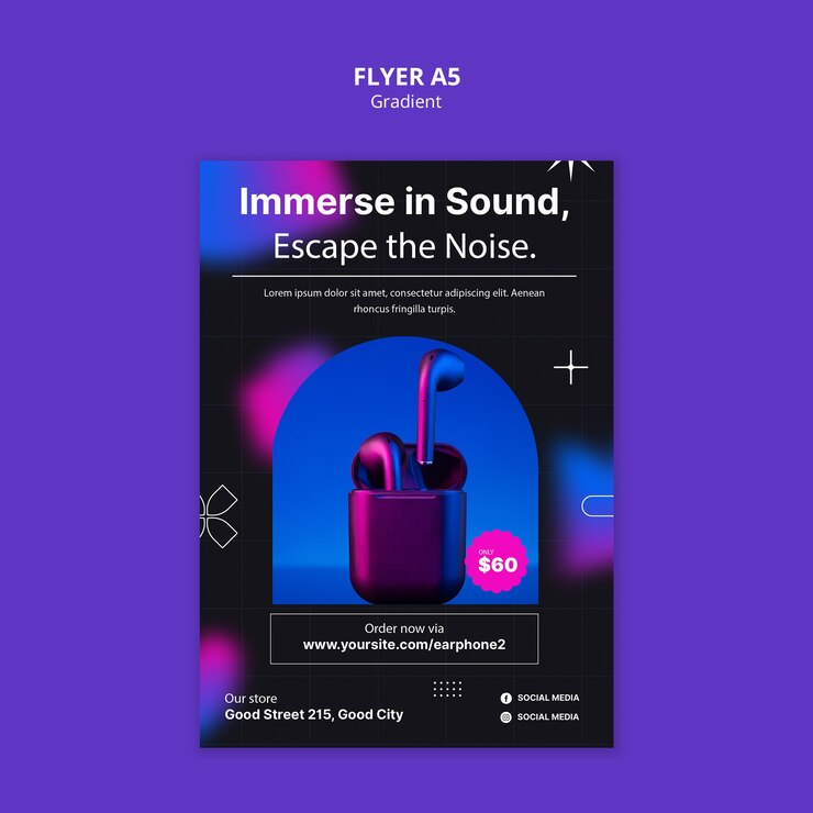 Free PSD gradient geometric flyer template design