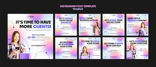 Free PSD gradient gradient business instagram posts template