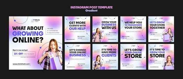 Free PSD gradient gradient business instagram posts