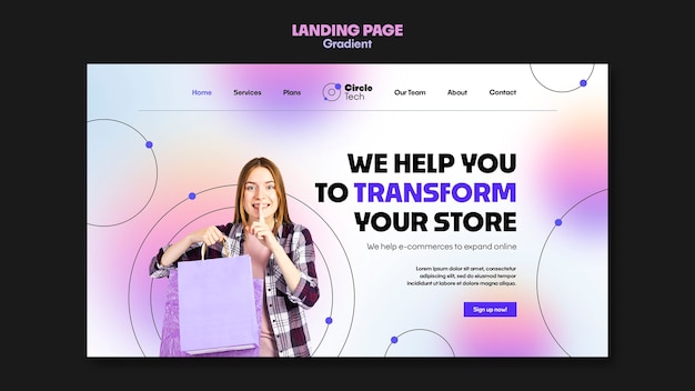 Free PSD gradient gradient business landing page