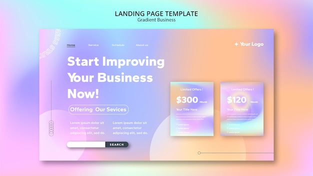 Free PSD gradient gradient business landing page