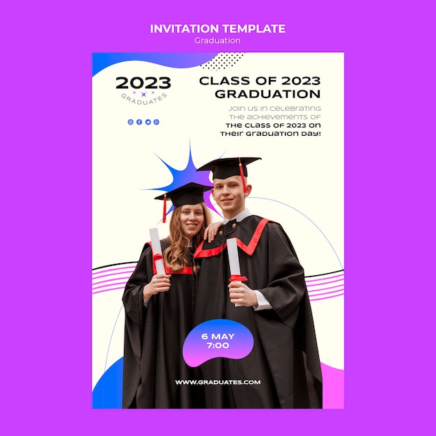 Free PSD gradient graduation event invitation template