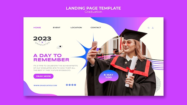 Free PSD gradient graduation event landing page