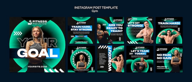 Free PSD gradient gym workout  instagram posts