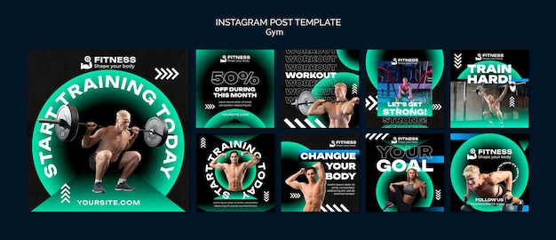 Free PSD gradient gym workout  instagram posts