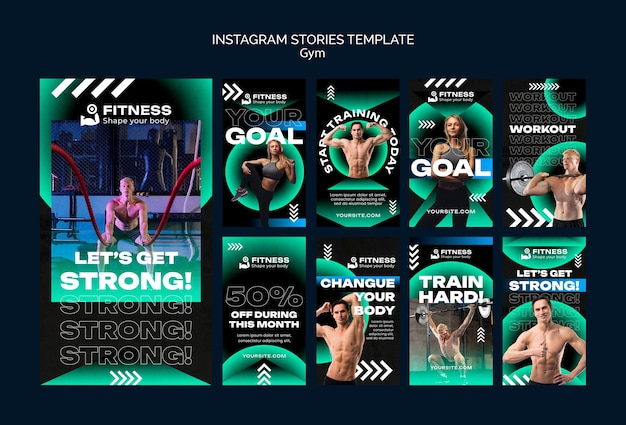 Free PSD gradient gym workout instagram stories