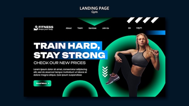 Free PSD gradient gym workout landing page template