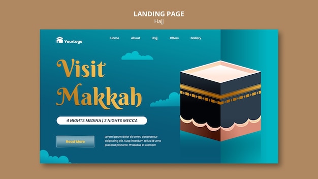 Free PSD gradient hajj season landing page template