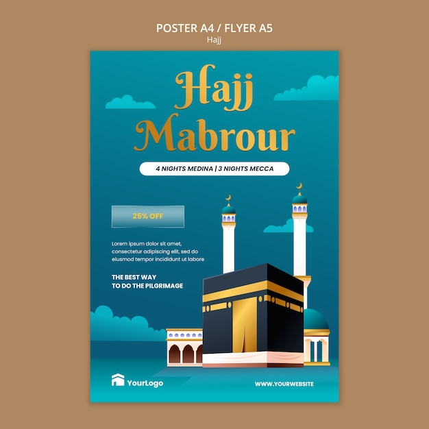 Free PSD gradient hajj season poster template