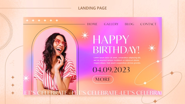 Free PSD gradient happy birthday landing page
