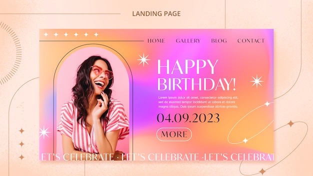 Make Your Birthday Celebration Extra Special with the Gradient Happy Birthday Landing Page Template
