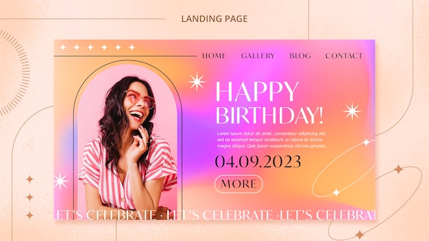 無料PSD グラデーションハッピーバースデーランディングページ