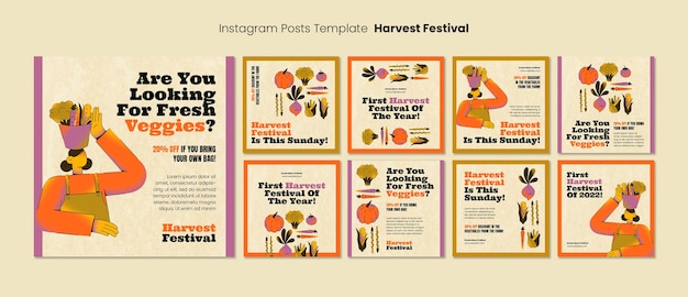 Free PSD gradient harvest festival template design