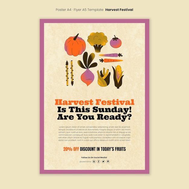 Free PSD gradient harvest festival template design