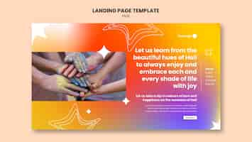 Free PSD gradient holi celebration landing page template