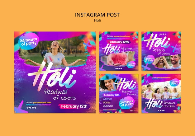 Gradient holi design template