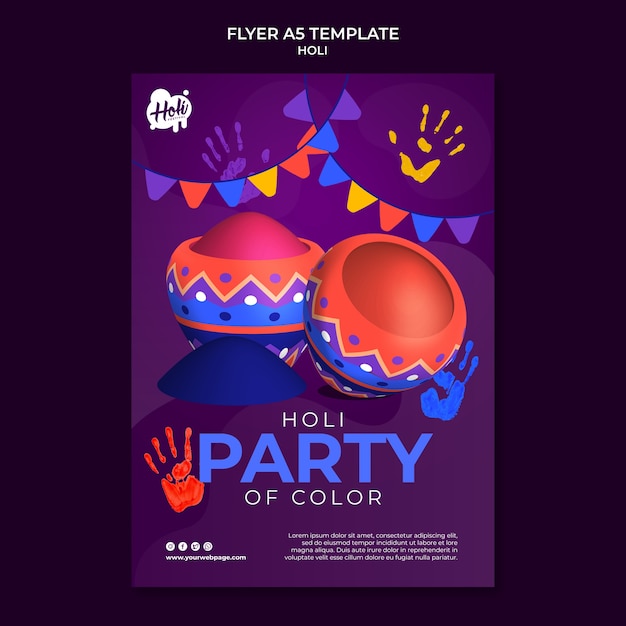 PSD gratuito modello di design del festival holi gradiente