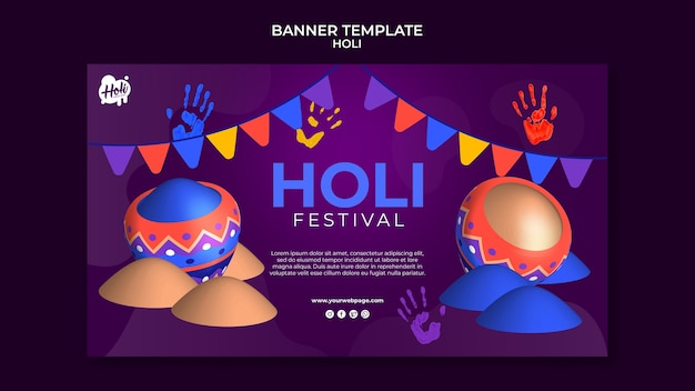 Free PSD gradient holi festival design template