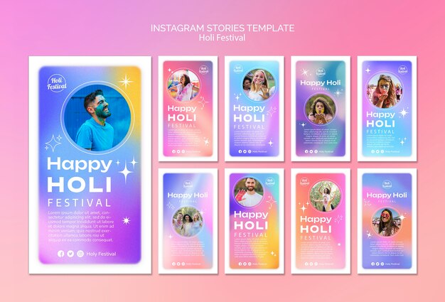 Gradient holi festival template