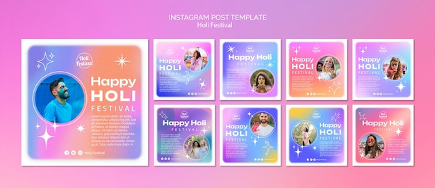 Free PSD gradient holi festival template