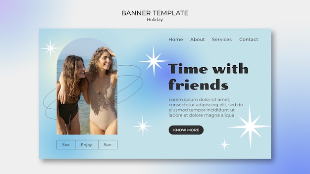 Gradient holiday trip landing page template