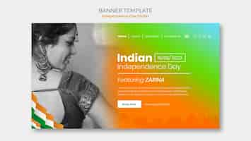 無料PSD グラデーションインド独立記念日テンプレート