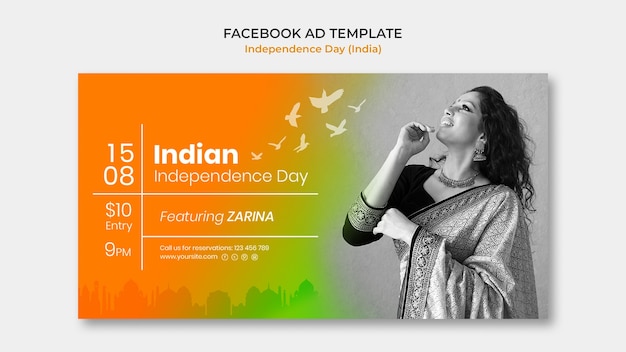 Free PSD gradient indian independence day template