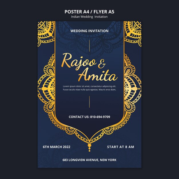 Gradient indian wedding invitation