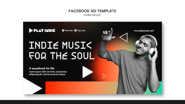 Free PSD gradient indie music facebook template